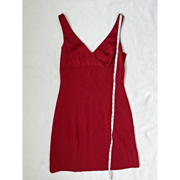 Vintage Nanette Lepore Red Satin Mini V-neck Dress - Picture 2 of 11